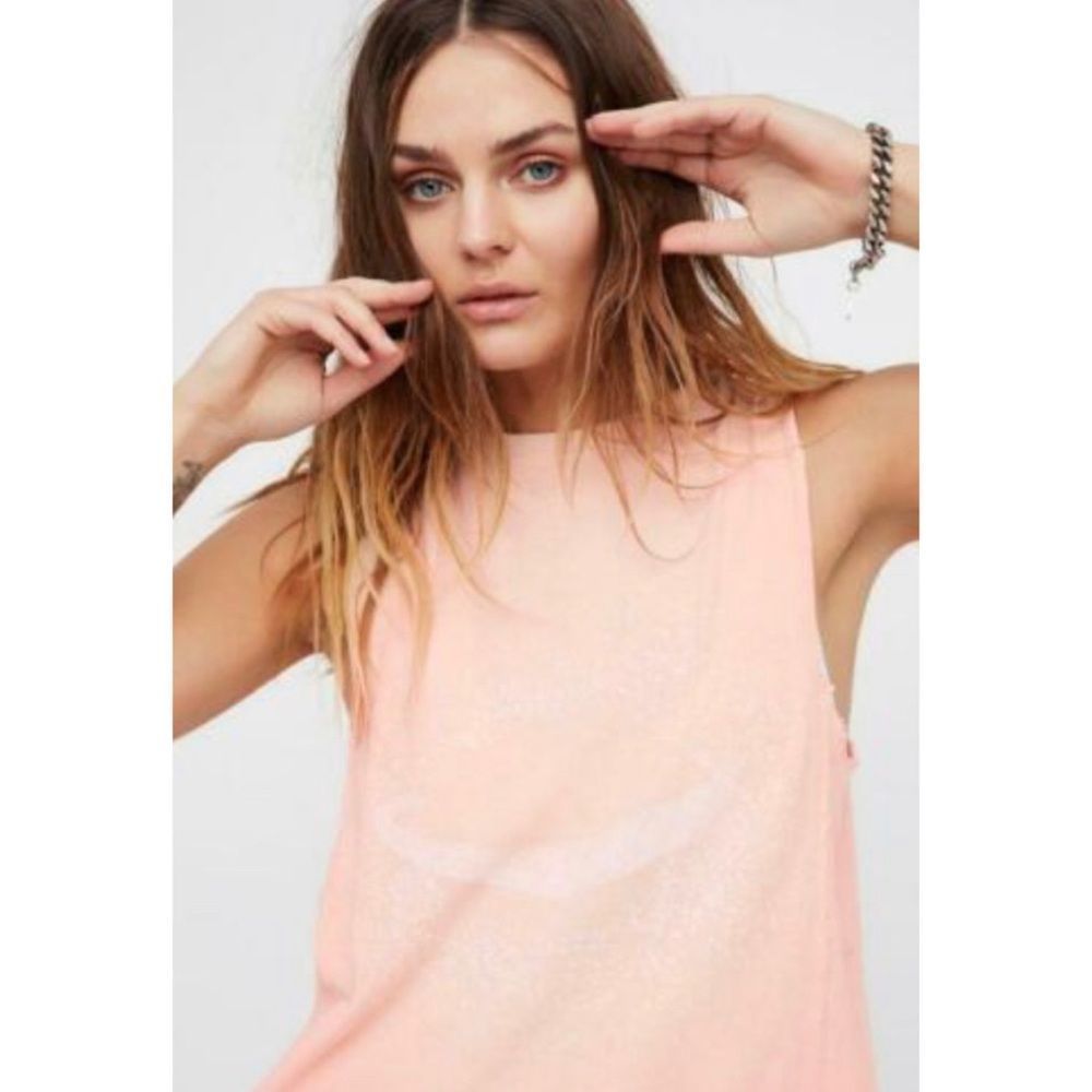 ✨ Free People Planet Me Light Pink Open Back Tank Top Medium